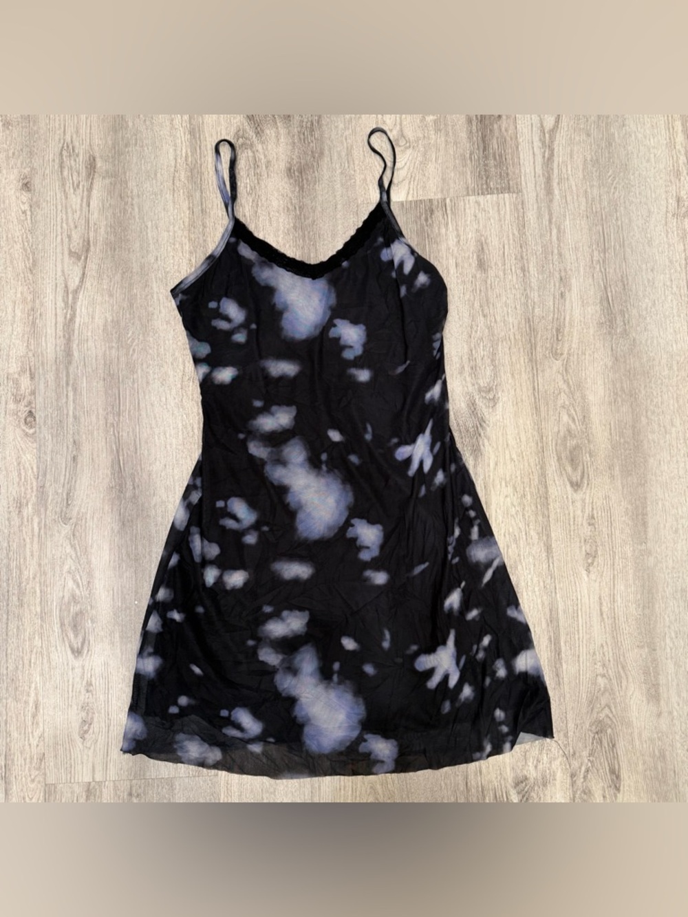 Romwe Tie Dye Mini Slip Dress Reworked Black Size Small